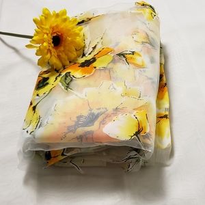 Floral Design Sheer Mesh Curtain